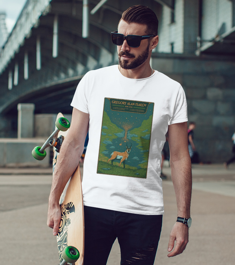 Gregory Alan Isakov June 2026 Tour With Antelope In Lush Mountain Scenery T-Shirt