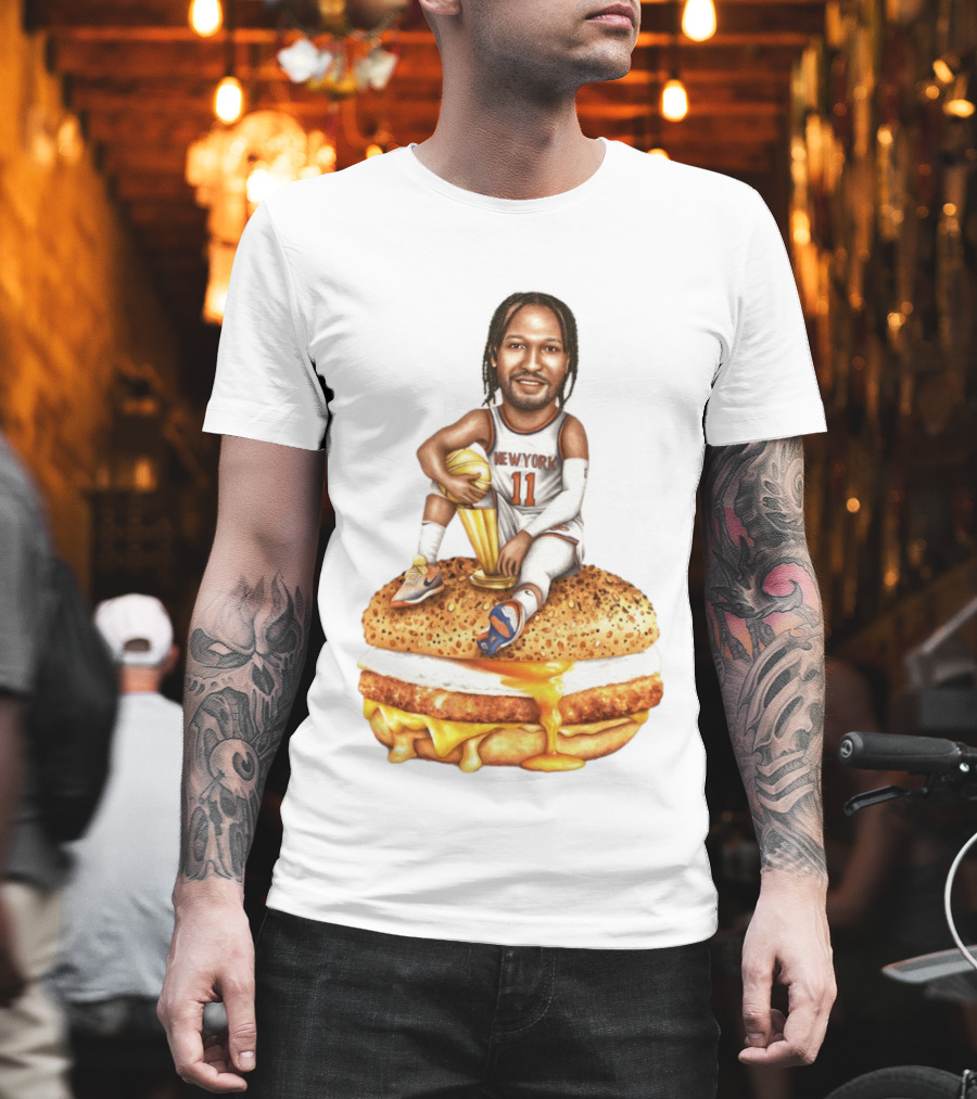 Jalen Brunson New York Knicks Basketball Trophy Egg And Cheese Sandwich T-Shirt