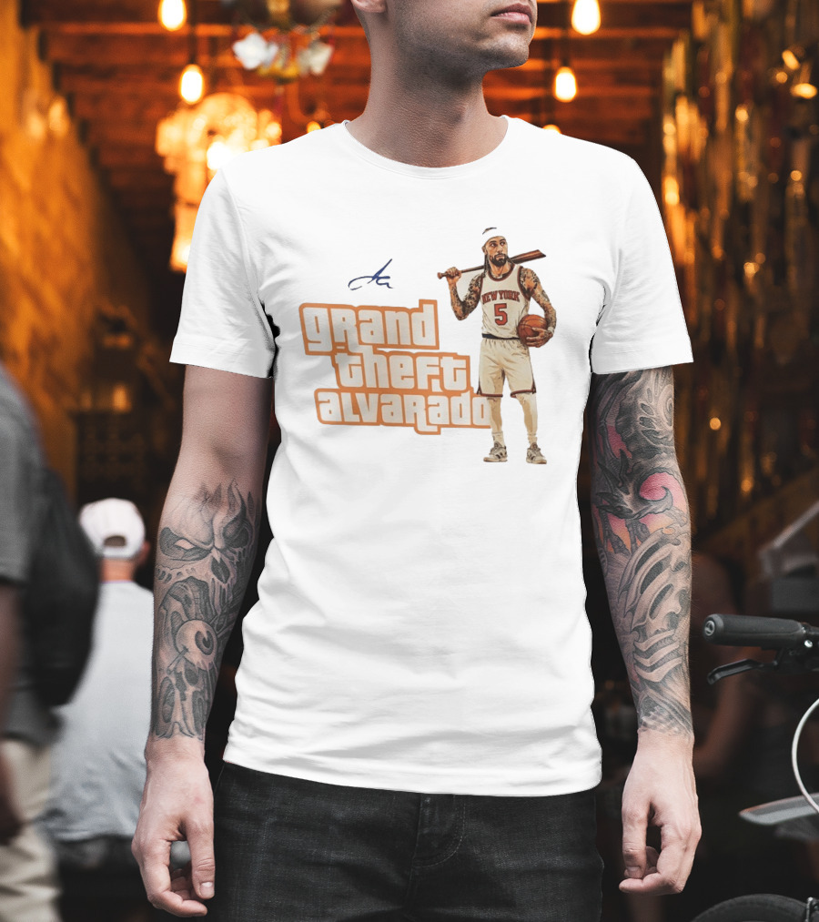 Grand Theft Alvarado New York Knicks Basketball Player T-Shirt