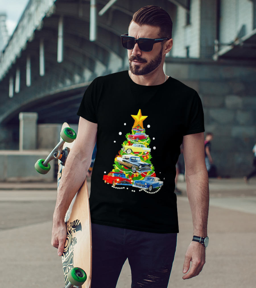 1955 Chevy Christmas Tree Holiday Vintage Car Enthusiasts T-Shirt