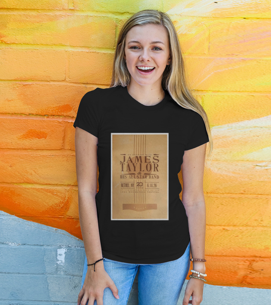 An Evening With James Taylor His All Star Band Bethel NY June 18 2026 Woodstock Festival T-Shirt