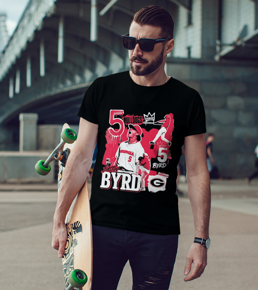 Georgia Bulldogs Justin Byrd 5 Baseball Champion Fan Gear T-Shirt