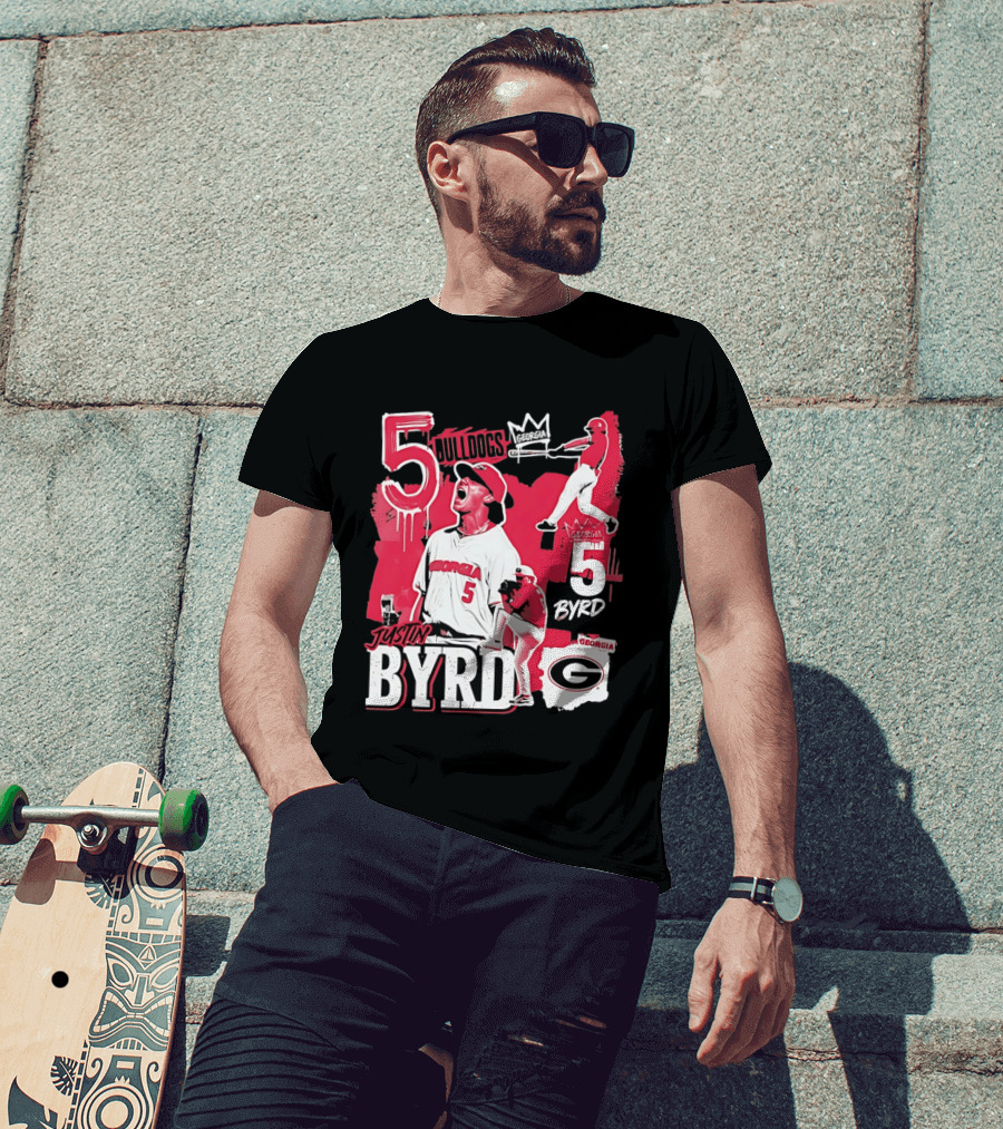 Georgia Bulldogs Justin Byrd 5 Baseball Champion Fan Gear T-Shirt