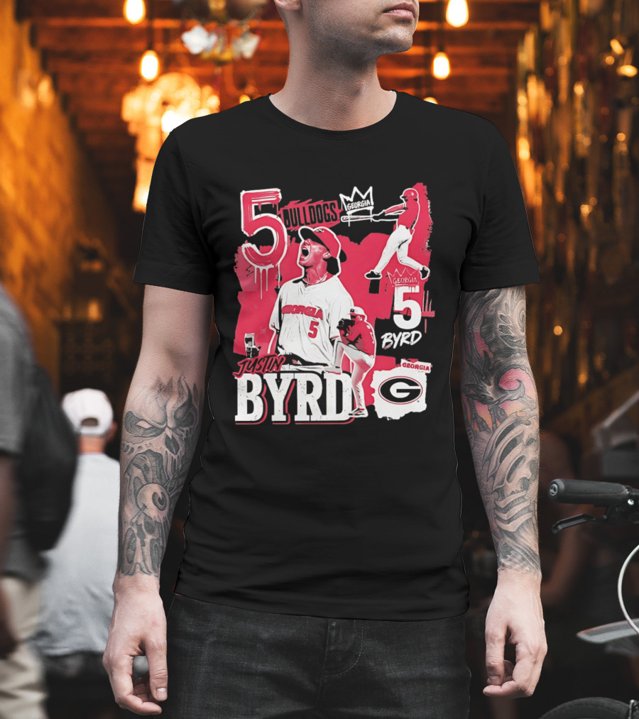 Georgia Bulldogs Justin Byrd 5 Baseball Champion Fan Gear T-Shirt
