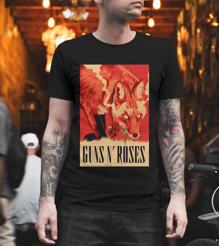 Guns N' Roses Fox With Rose Download Festival June 13 2026 Donington Park Castle Donington Leicestershire T-Shirt