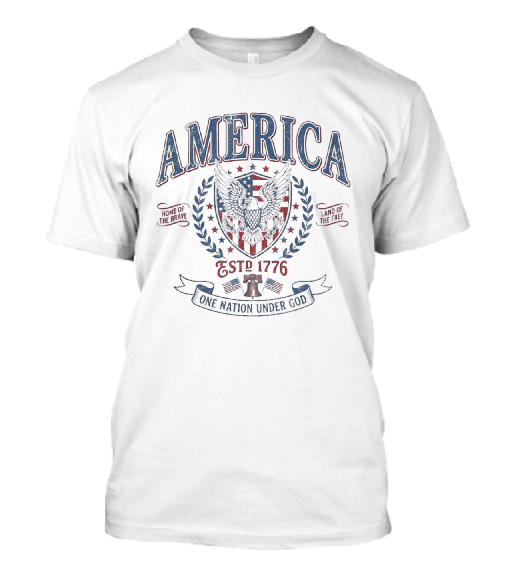 America Est 1776 One Nation Under God Home Of Brave Land Of The Free T-Shirt