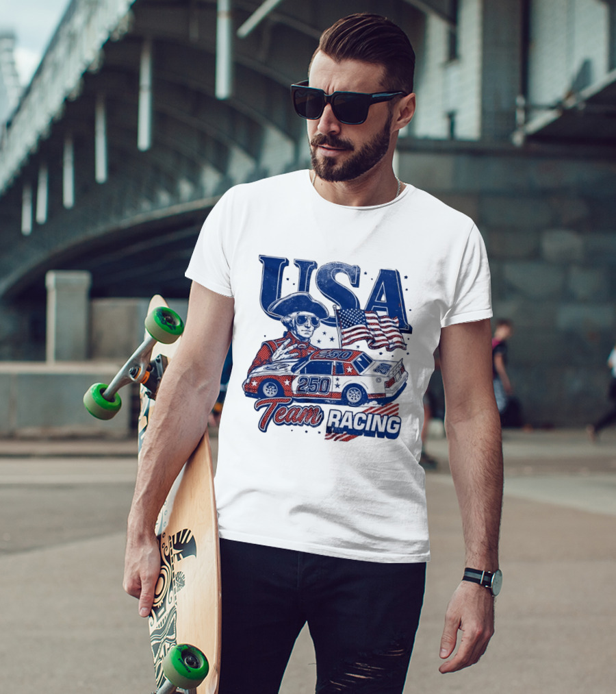 USA Team Racing 250 George Washington American Flag T-Shirt