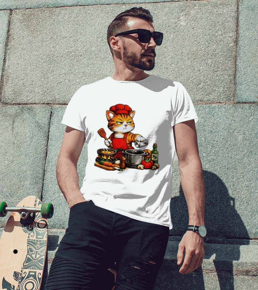 I Cook Better When You're Not Ing Cat Chef Cooking Scene T-Shirt