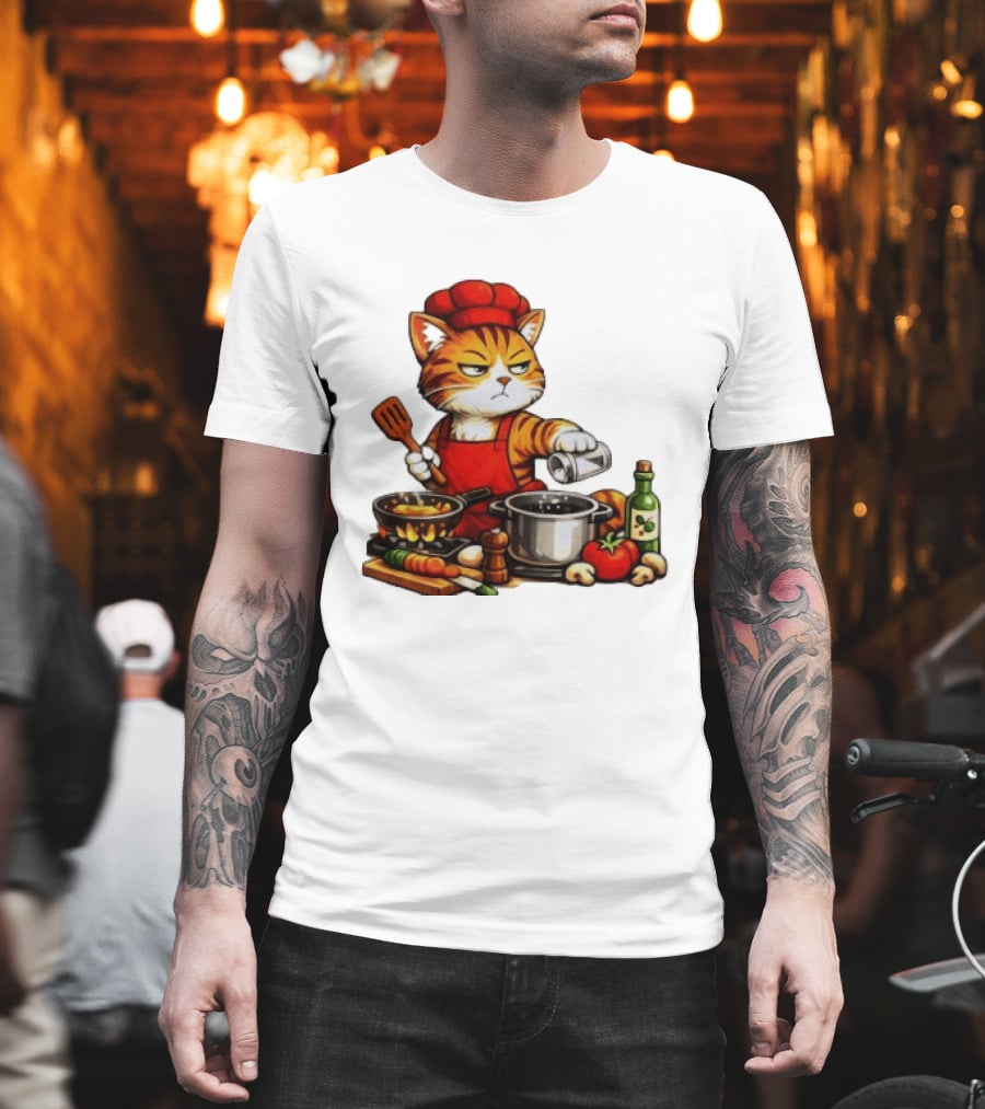 I Cook Better When You're Not Ing Cat Chef Cooking Scene T-Shirt