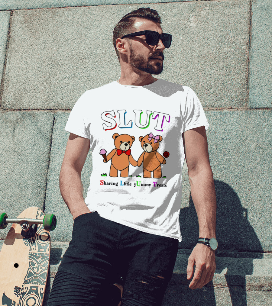 SLUT Sharing Little Yummy Treats Teddy Bears Ice Cream And Lollipop T-Shirt