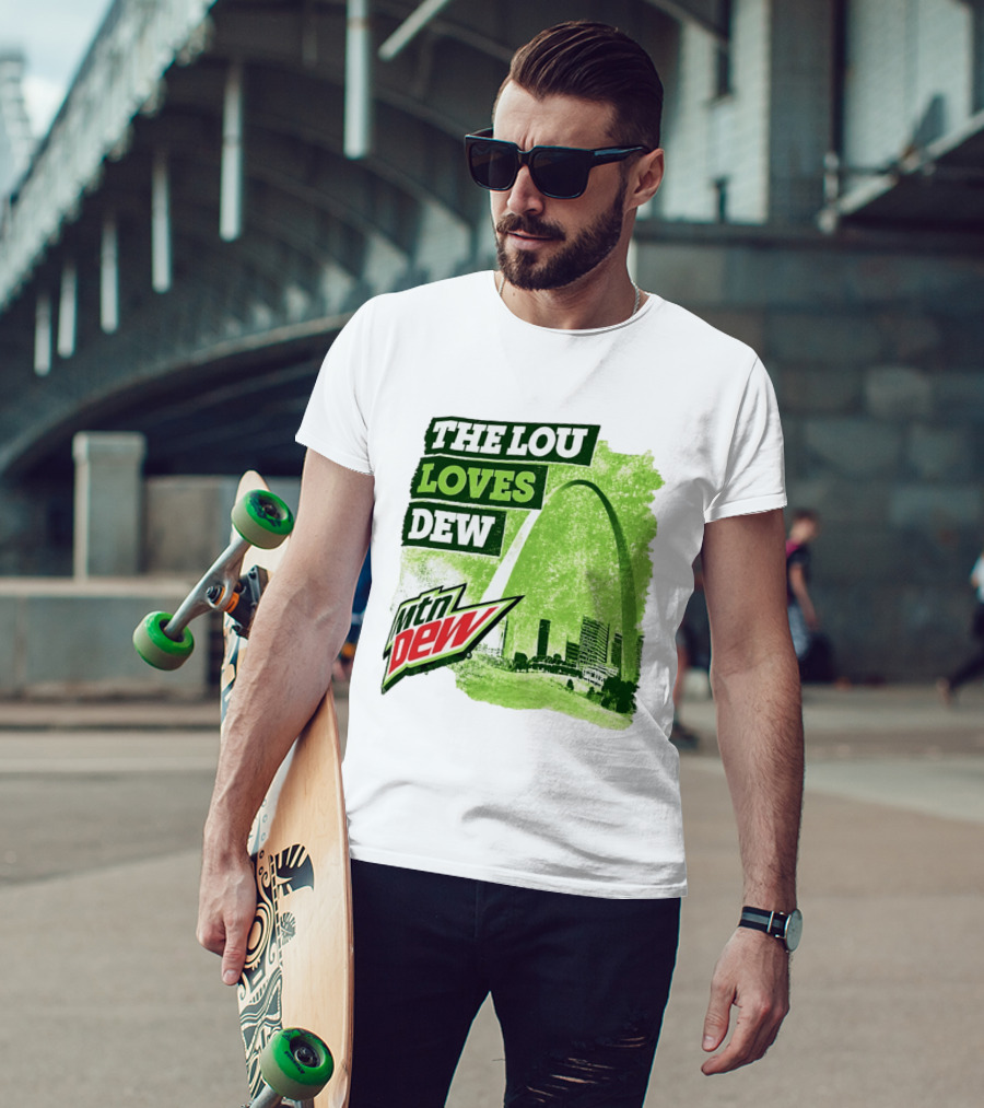 The Lou Loves Dew Mtn Dew St Louis Gateway Arch T-Shirt