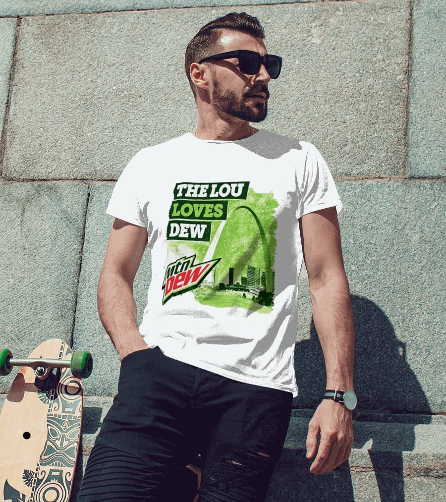 The Lou Loves Dew Mtn Dew St Louis Gateway Arch T-Shirt