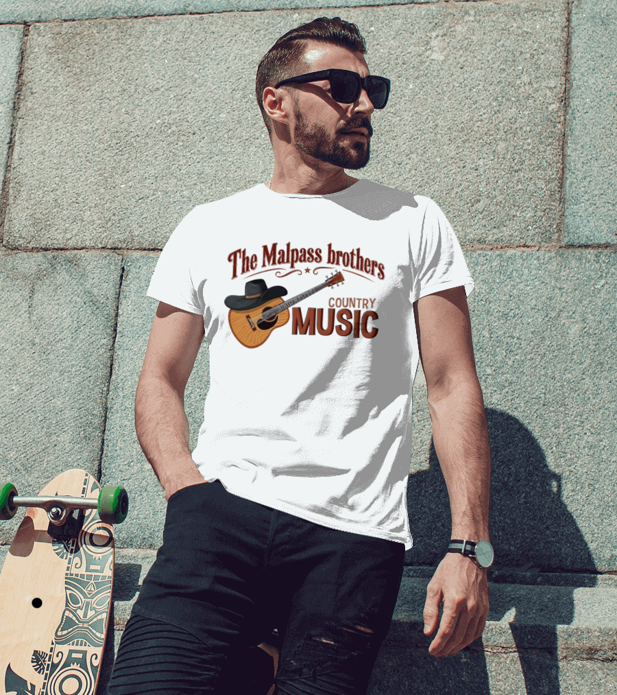The Malpass Brothers Country Music Guitar And Cowboy Hat T-Shirt