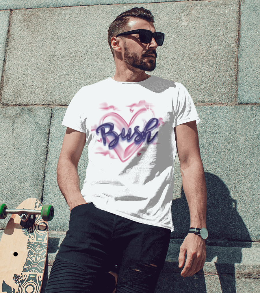 Bush Heart Graffiti Red And Blue T-Shirt