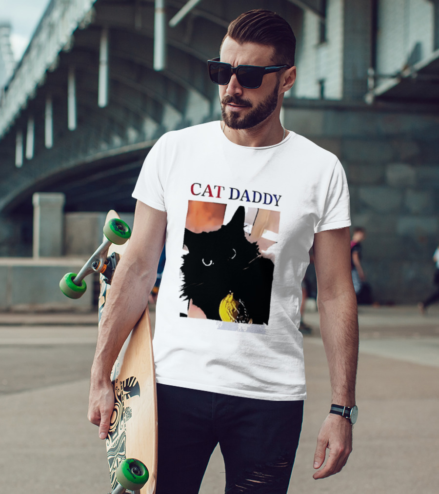 Cat Daddy Black Cat Image With Yellow Banana Accessory T-Shirt