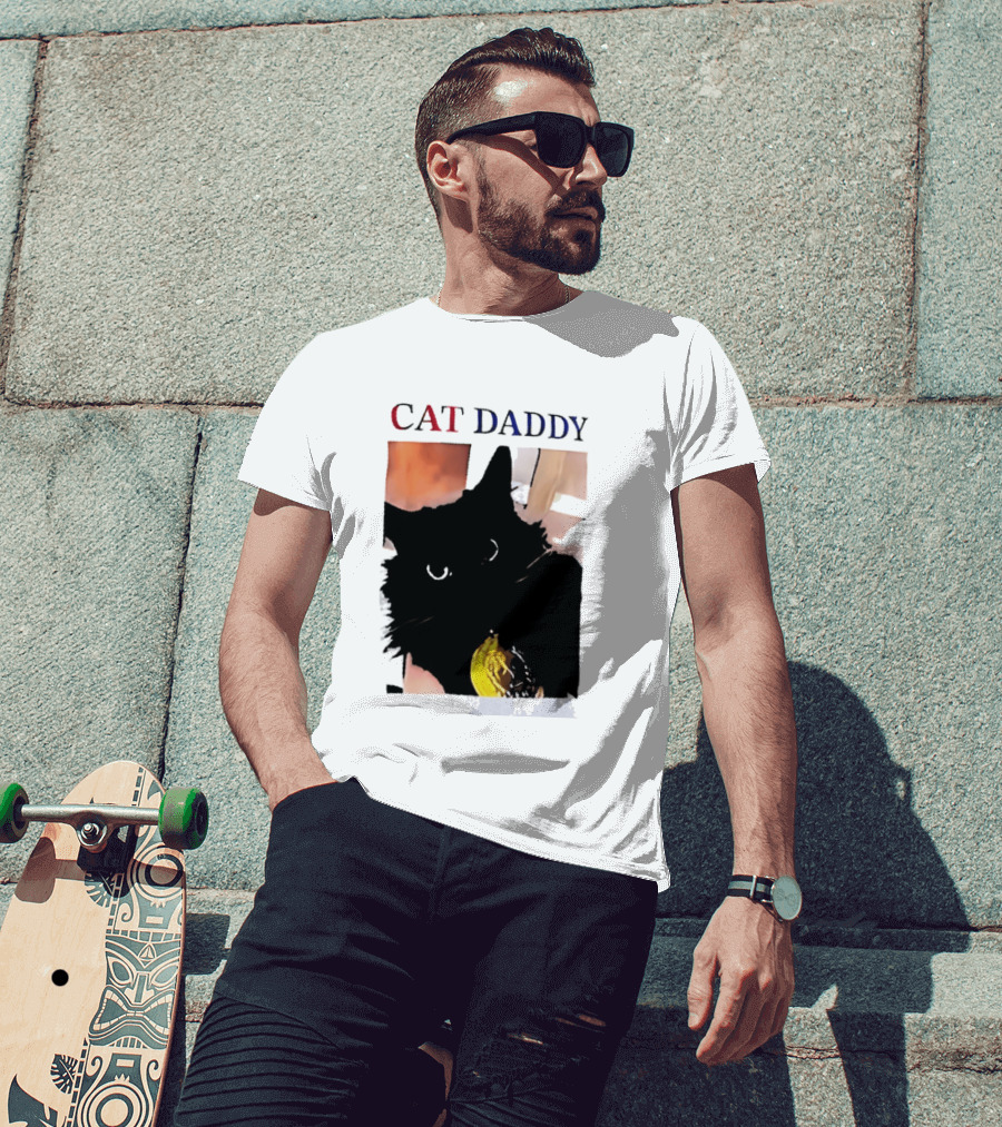 Cat Daddy Black Cat Image With Yellow Banana Accessory T-Shirt