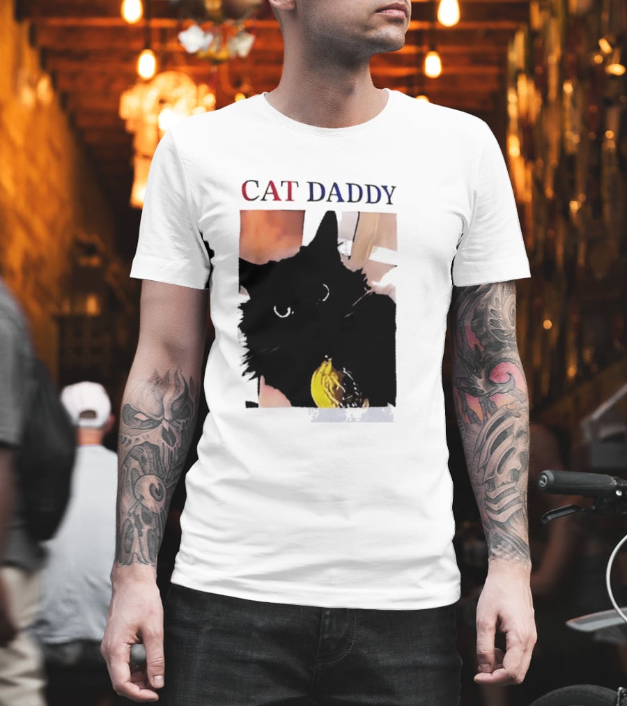 Cat Daddy Black Cat Image With Yellow Banana Accessory T-Shirt