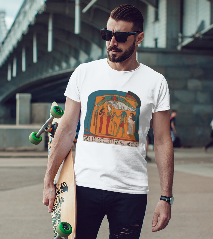 Panel Of Tabakenkhonsu Egyptian Hieroglyphs And Deities T-Shirt