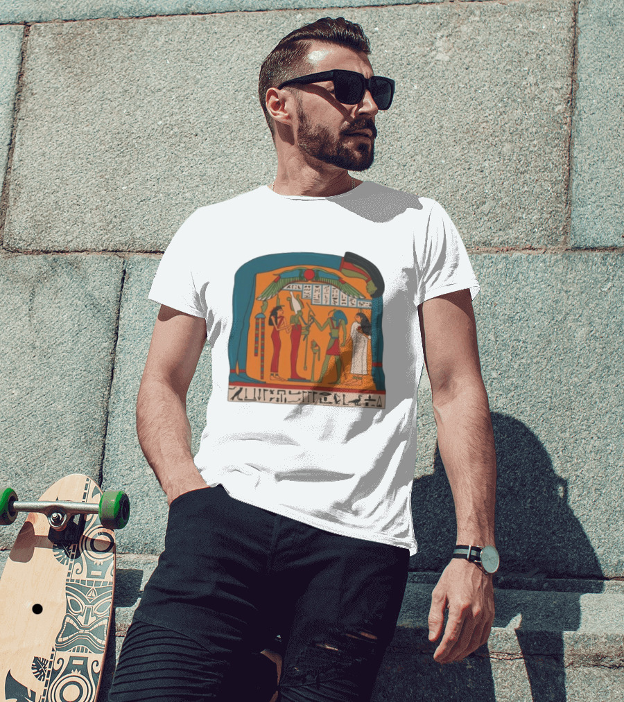 Panel Of Tabakenkhonsu Egyptian Hieroglyphs And Deities T-Shirt