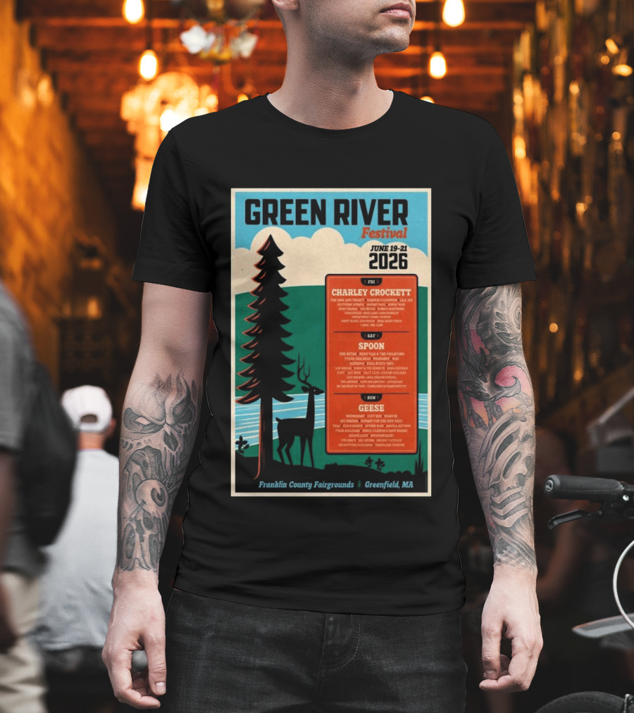 Green River Festival June 19 21 2026 Franklin County Fairgrounds Greenfield MA Featuring Charley Crockett Spoon Geese T-Shirt