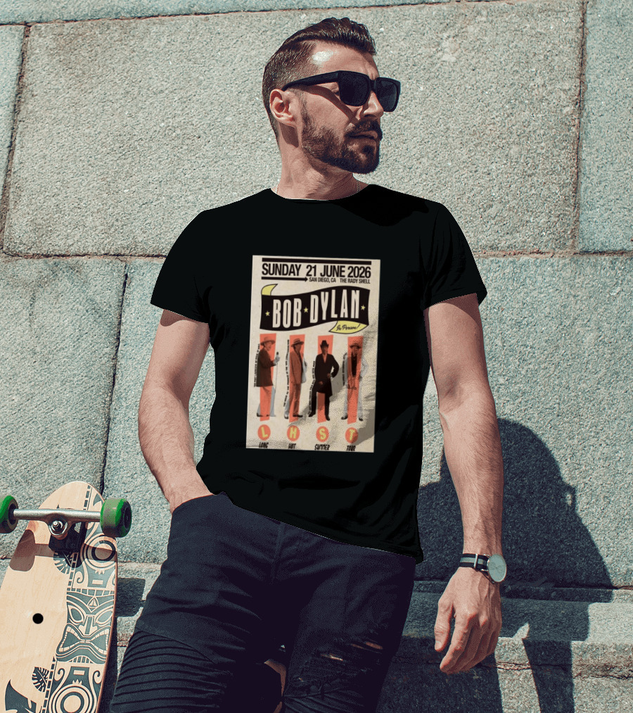 Bob Dylan In Person San Diego The Rady Shell 21 June 2026 Long Hot Summer Tour T-Shirt