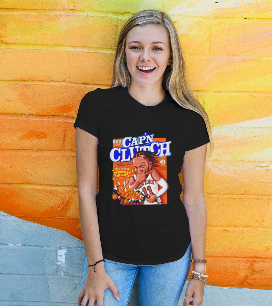 Cap'n Clutch Jalen Brunson New York Offically The Cap'n Cereal Box Comic T-Shirt