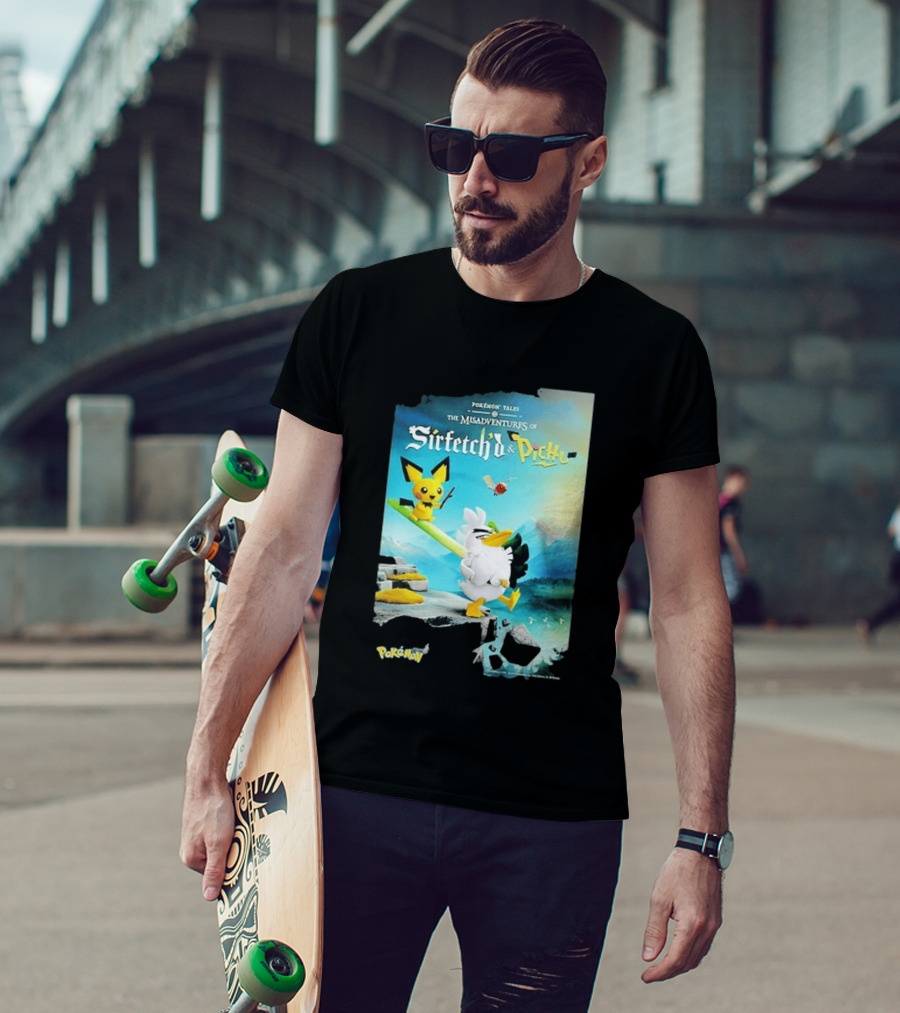 Pokémon Tales The Misadventures Of Sirfetch'd And Pichu Adventure Scene T-Shirt