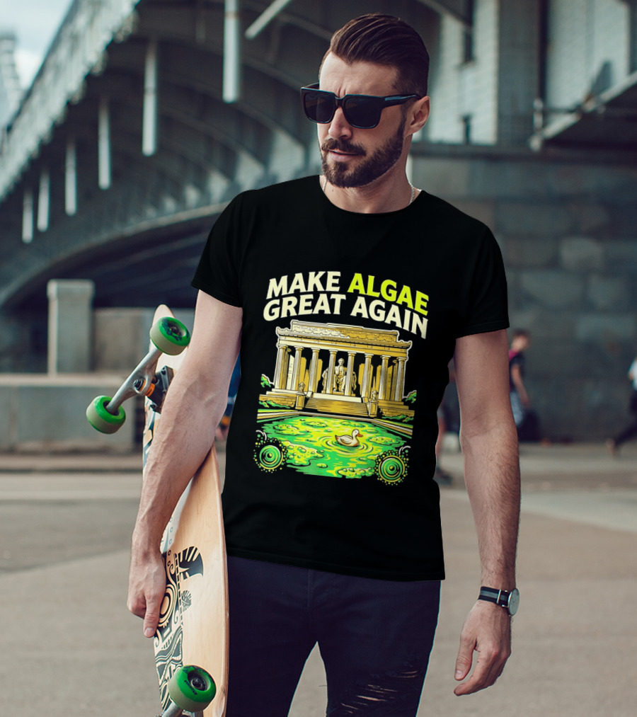 Make Algae Great Again Greek Temple Duck Pond Political Satire T-Shirt