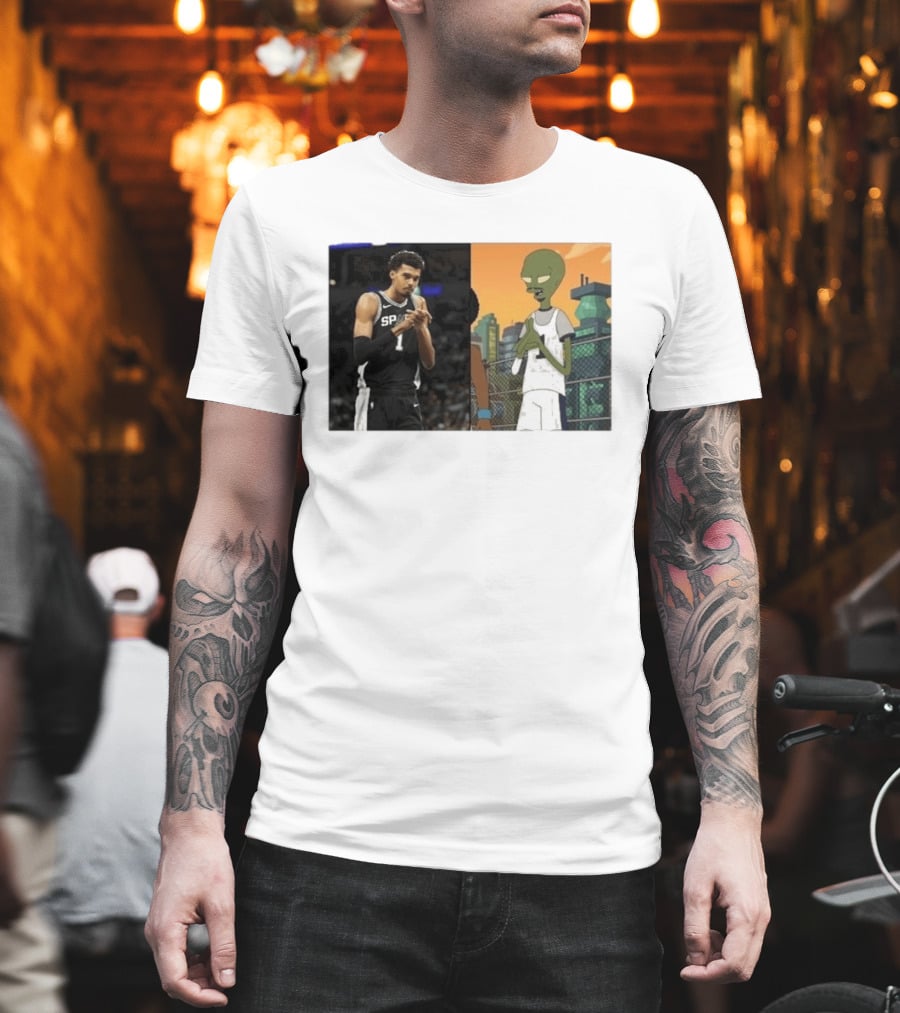2026 Victor Wembanyama Spurs Alien Meme Basketball Fans T-Shirt