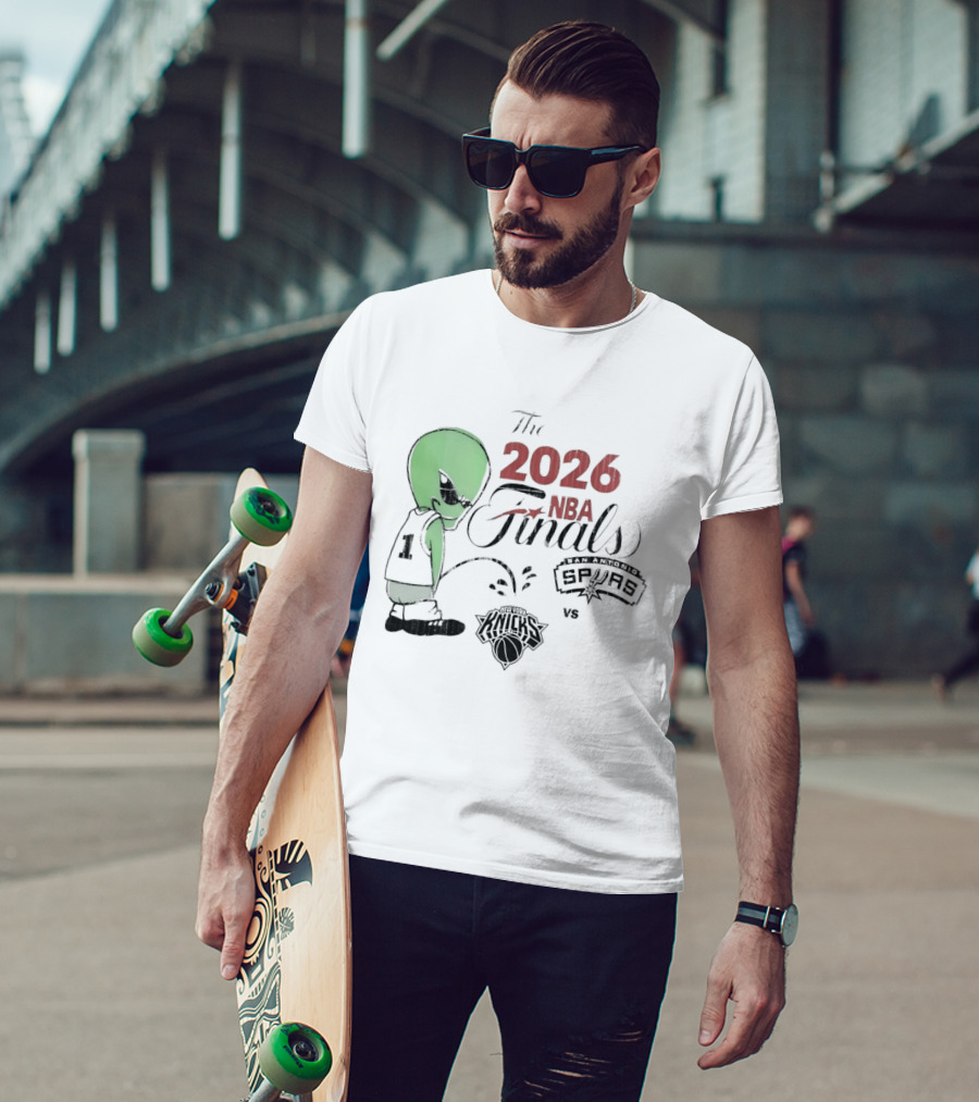 The 2026 NBA Finals Spurs Alien Vs Knicks Basketball T-Shirt