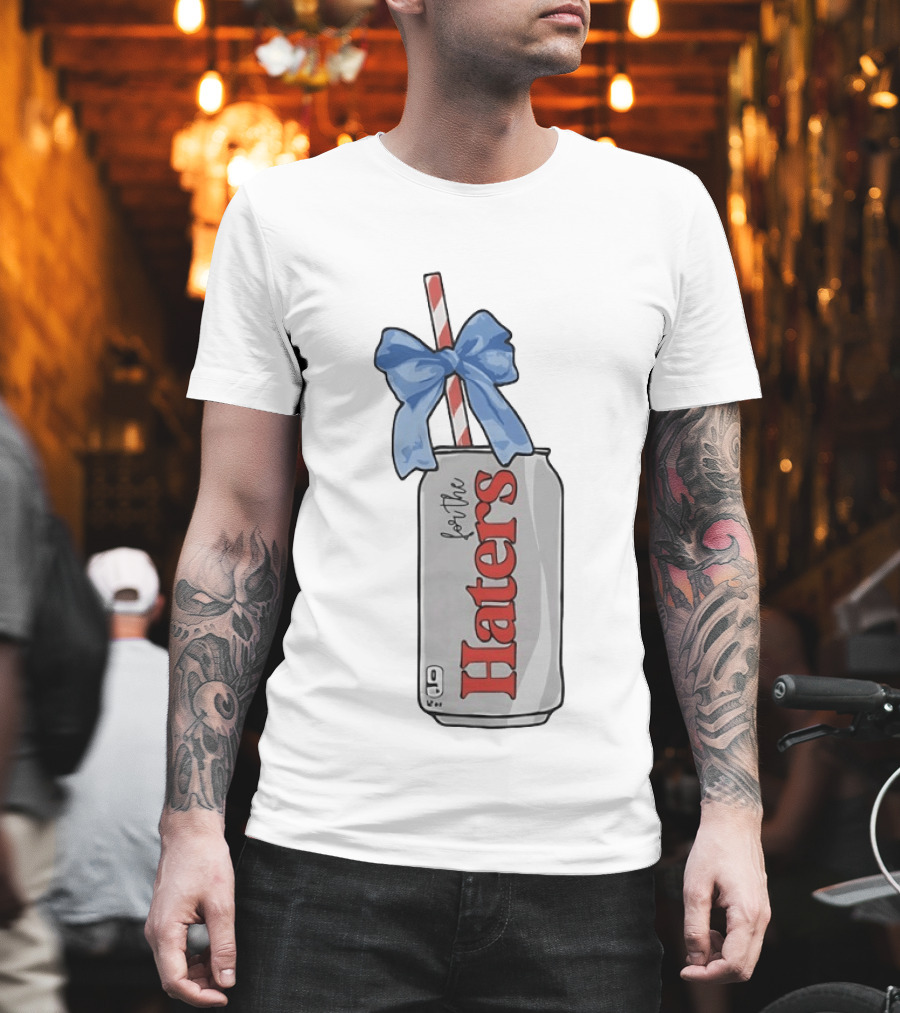 For The Haters Diet Coke Can With Blue Ribbon Bow And Straw T-Shirt