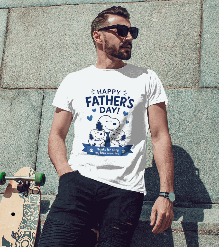 Snoopy Peanuts Happy Father's Day Thanks For Being My Hero Every Day T-Shirt