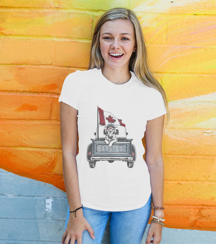 Barstool Truck Life Canadian Flag Dog T-Shirt