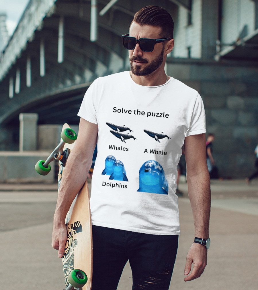 Solve The Puzzle Whales A Whale Dolphins Wordplay T-Shirt