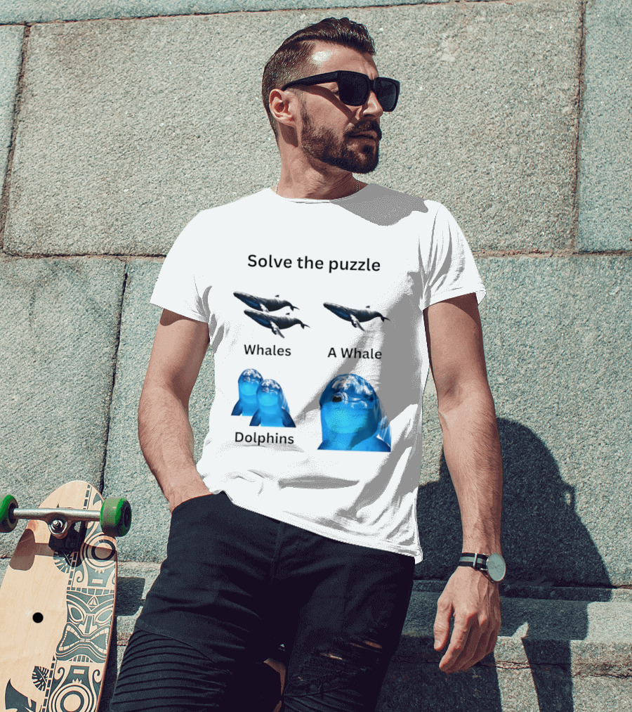 Solve The Puzzle Whales A Whale Dolphins Wordplay T-Shirt