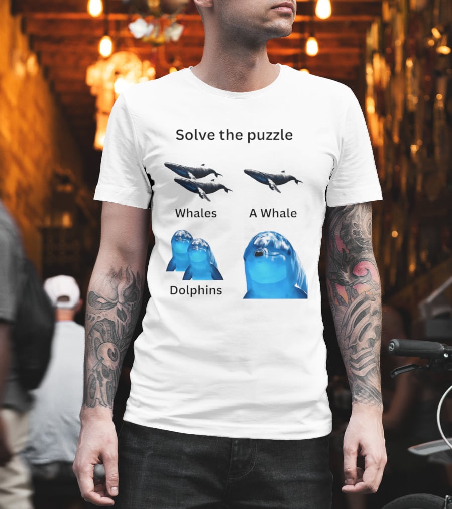 Solve The Puzzle Whales A Whale Dolphins Wordplay T-Shirt