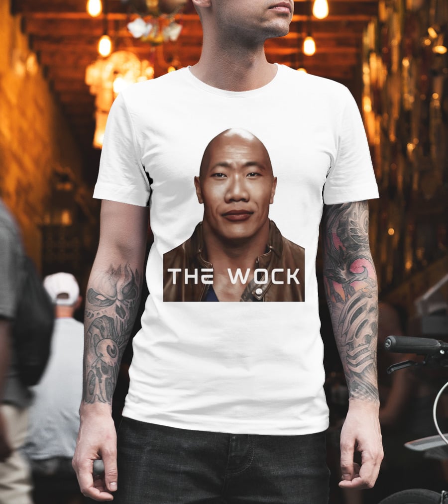 The Wock Parody Face Mashup The Rock And Wok T-Shirt