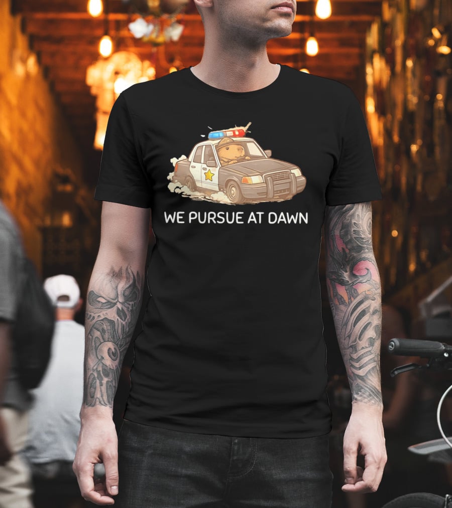 Capybara Police Car We Pursue At Dawn T-Shirt