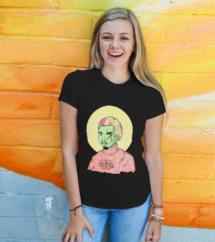 Chris Brown One Of Them Ones Tour 2026 Green Face Pink Hair Halo T-Shirt