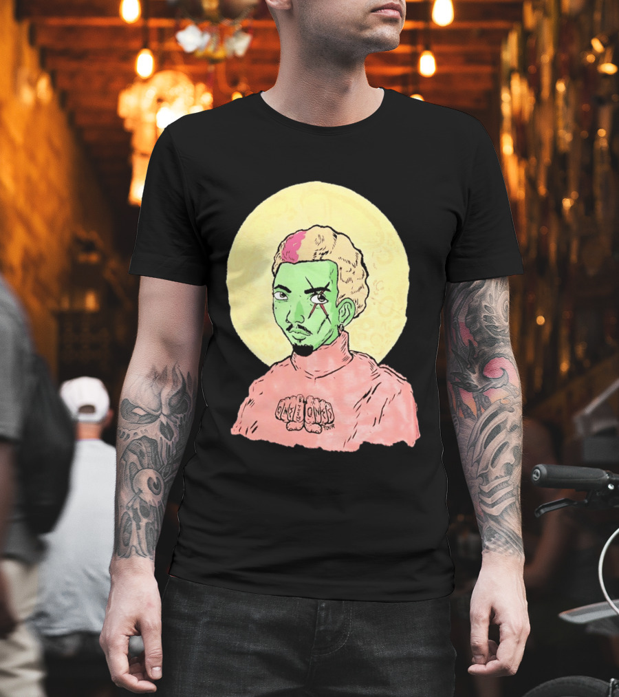 Chris Brown One Of Them Ones Tour 2026 Green Face Pink Hair Halo T-Shirt