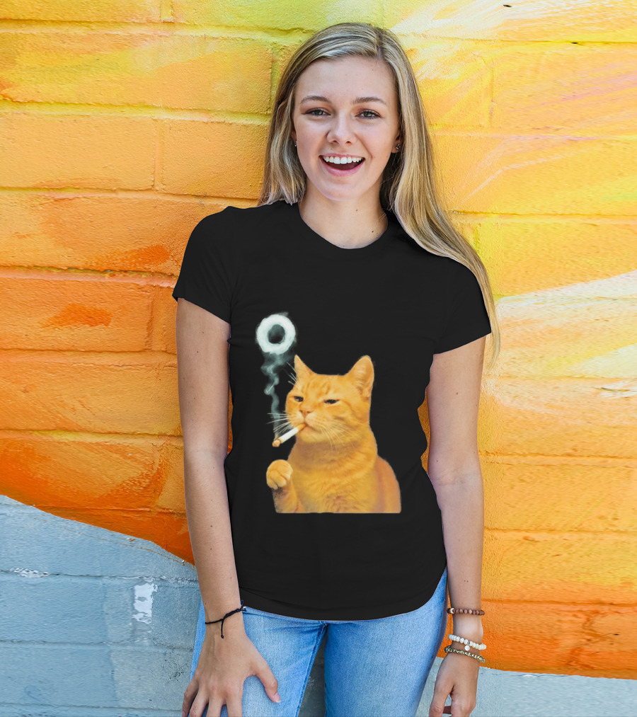Smoking Cat With Cigarette And Smoke Ring T-Shirt
