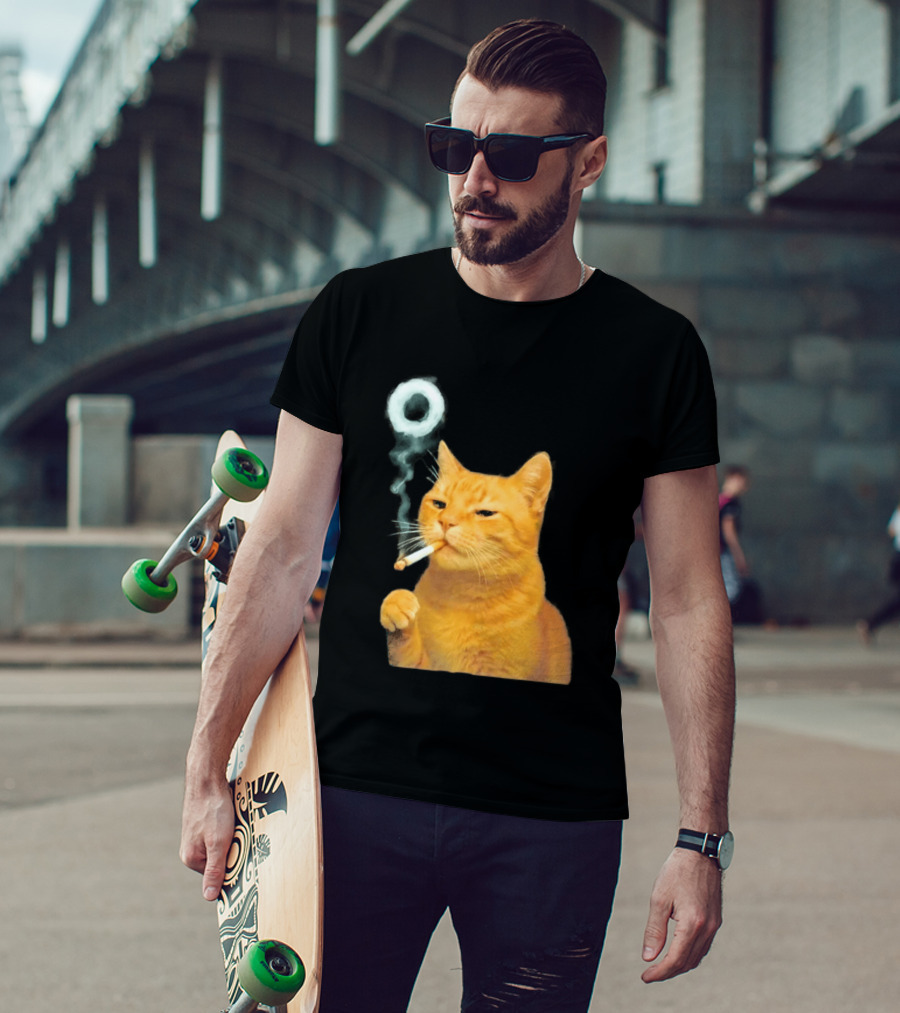 Smoking Cat With Cigarette And Smoke Ring T-Shirt