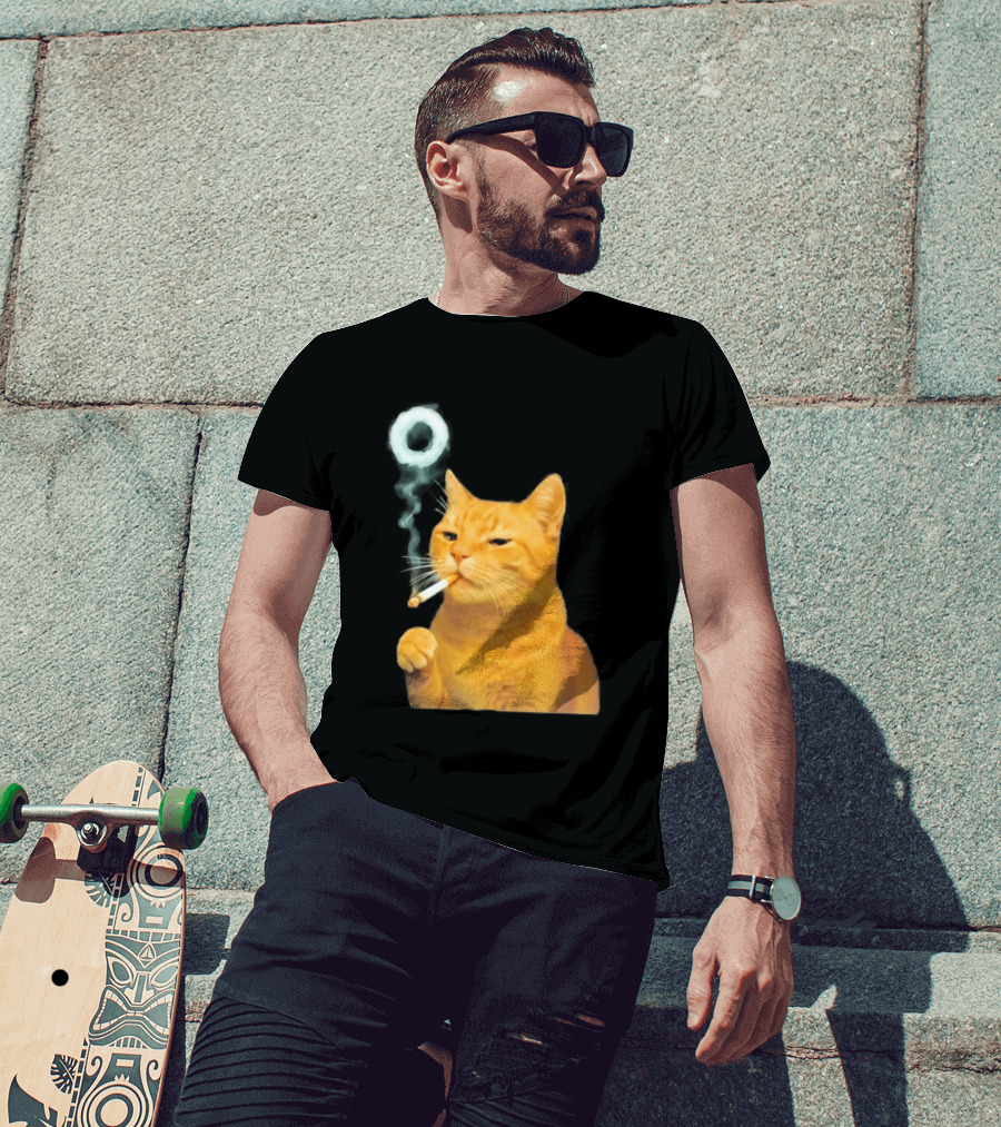 Smoking Cat With Cigarette And Smoke Ring T-Shirt
