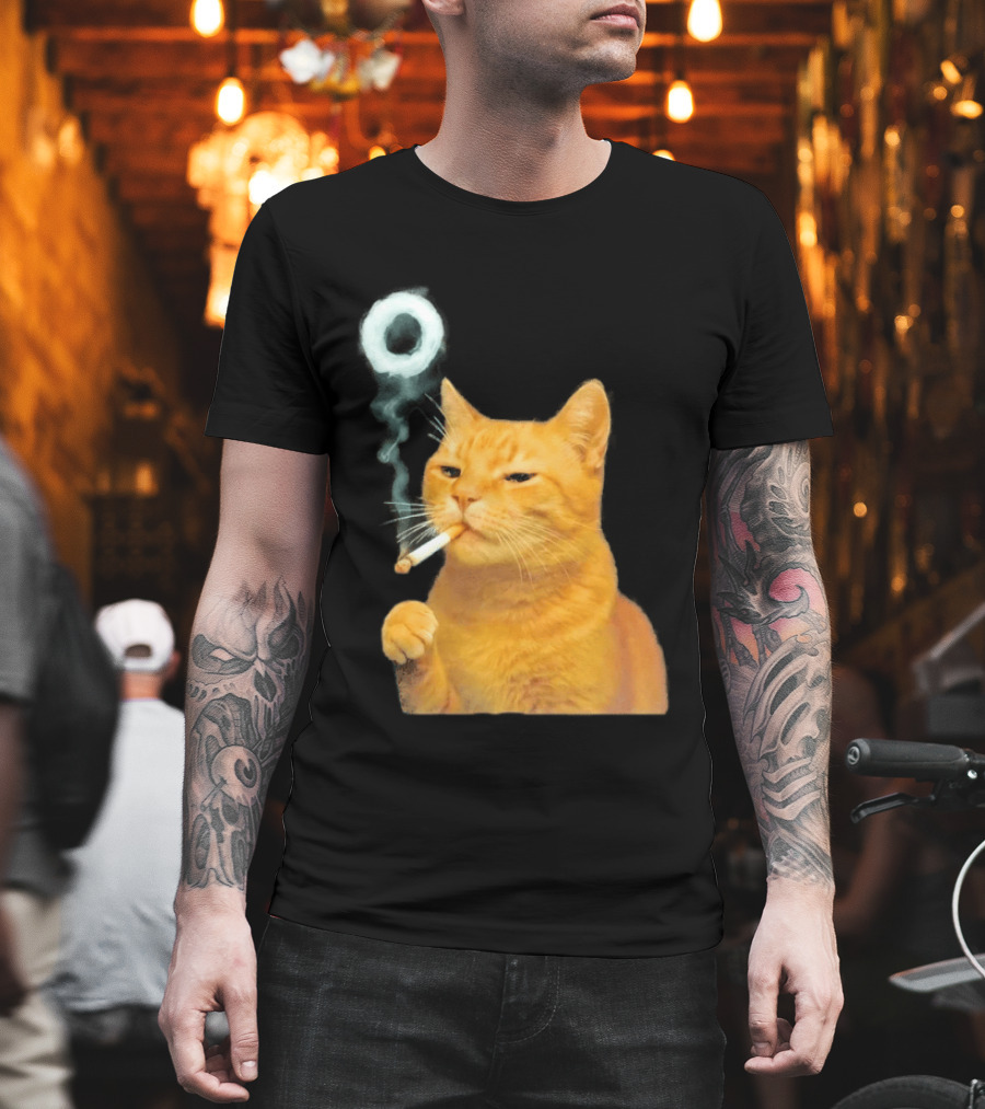 Smoking Cat With Cigarette And Smoke Ring T-Shirt