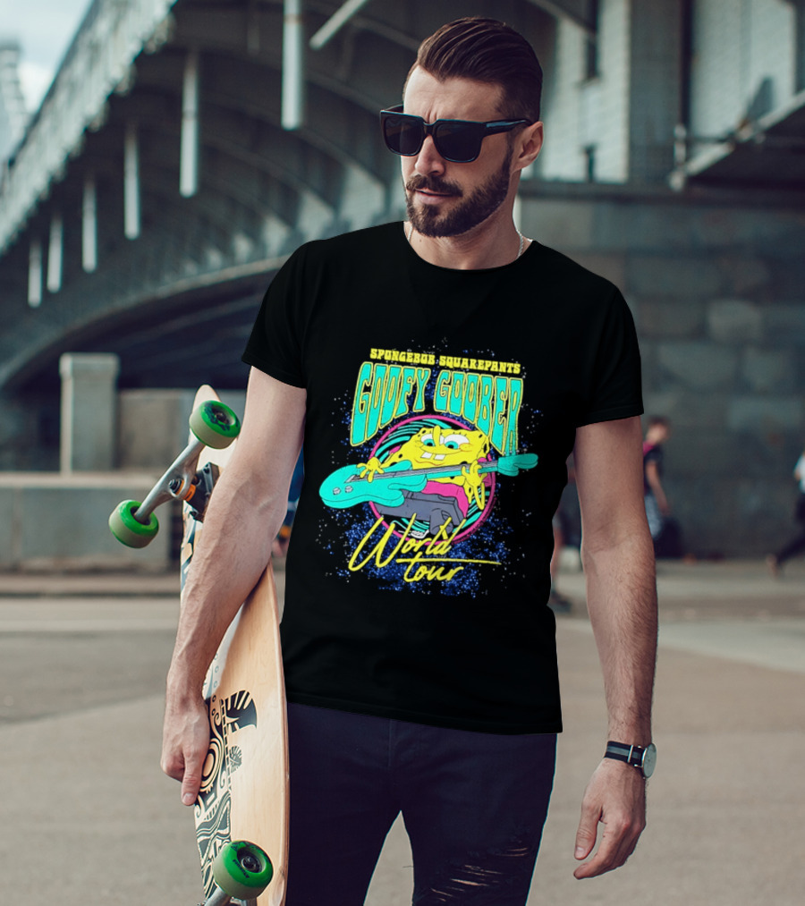 Sponge SquarePants Goofy Goober World Tour Rocking Out With Guitar T-Shirt