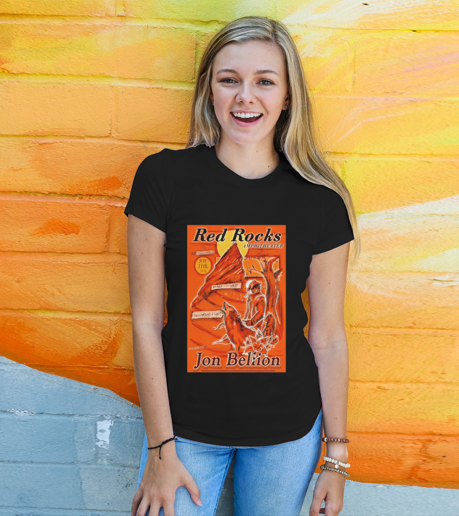 Red Rocks Amphitheater Jon Bellion Concert June 11th 2026 Cowboy And Wolf In Wild West Morrison Colorado T-Shirt