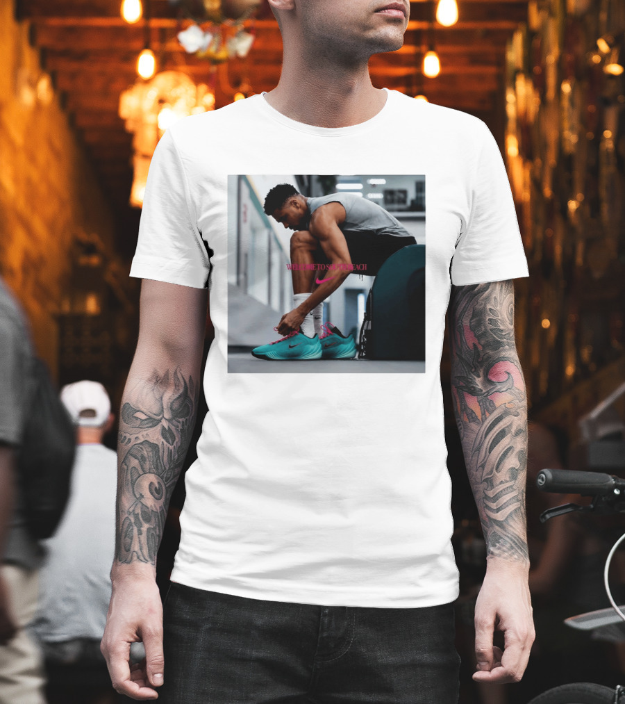 Nike Giannis Antetokounmpo Welcome To South Beach Milwaukee Bucks T-Shirt