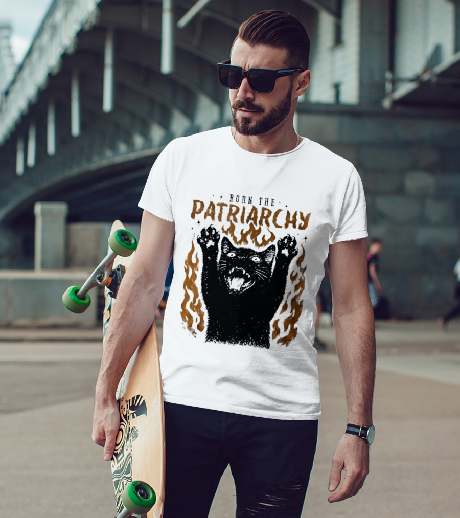 Burn The Patriarchy Feminism Cat Empowerment T-Shirt