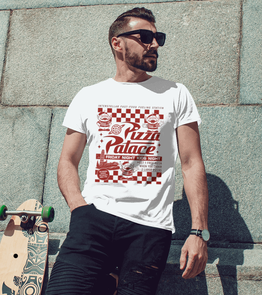 Pizza Palace Skeeball Fast Food Arcade Person Get 1 Free Pizza T-Shirt