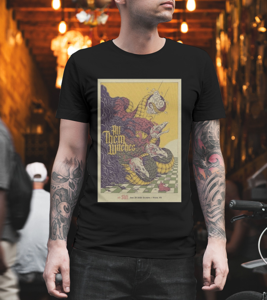 All Them Witches Slift June 29 2026 Olympia Paris FR Serpent Creature Checkerboard T-Shirt